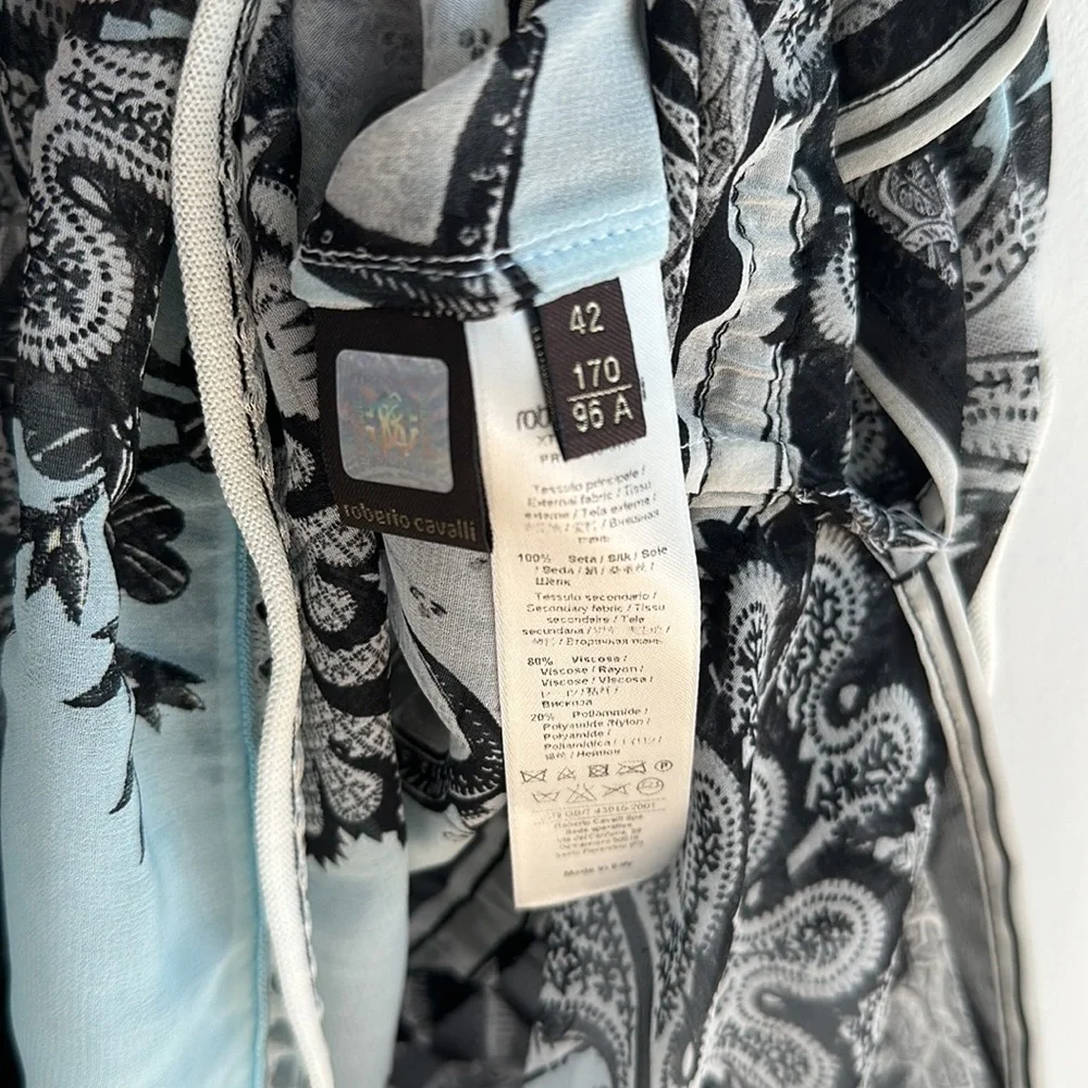 Roberto Cavalli Silk Sheer Tunic Blouse with Knitted Details Size 42 - Picture 13 of 13